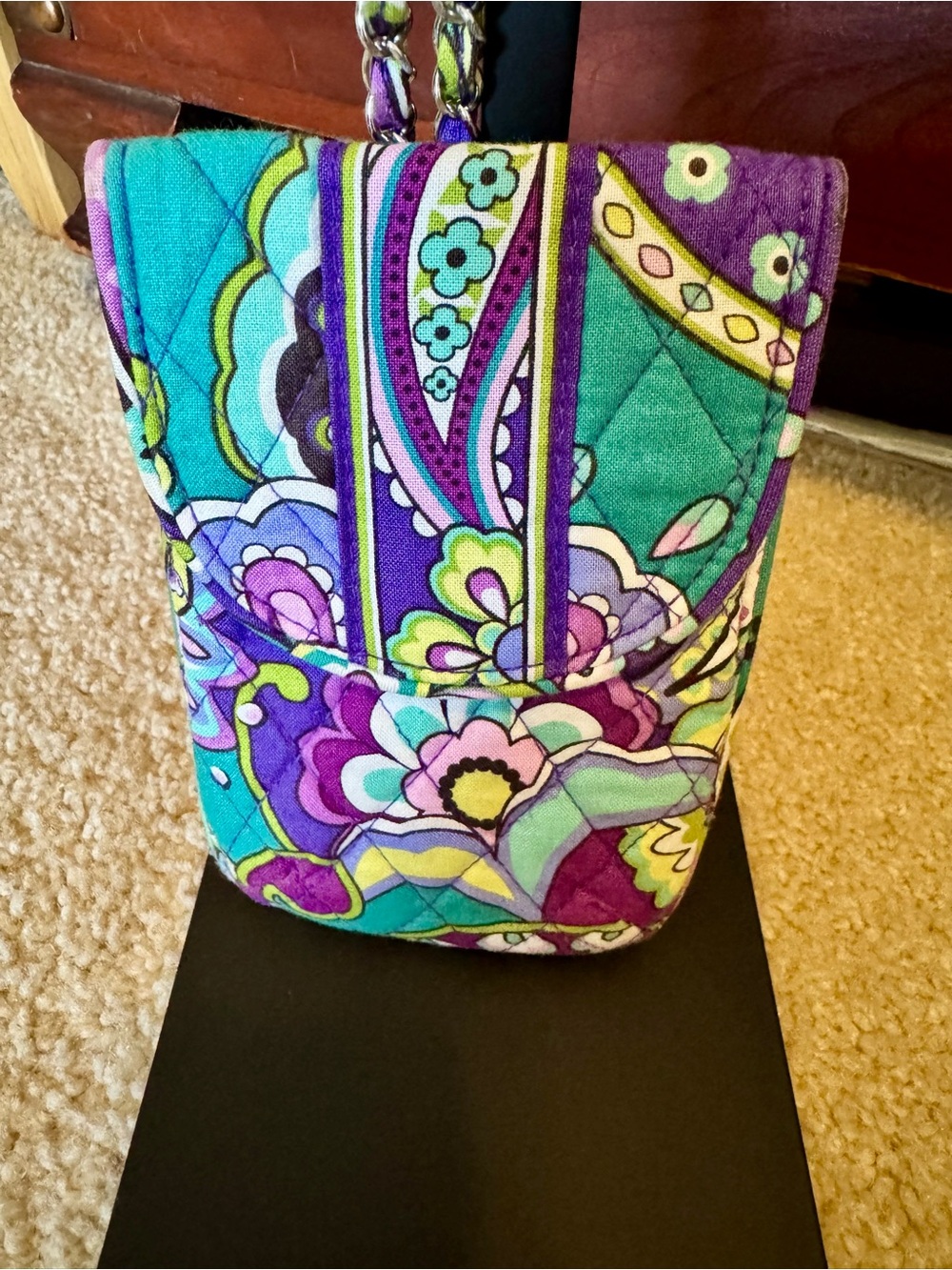 Vera Bradley Purple and Teal Quilted Floral Crossbody